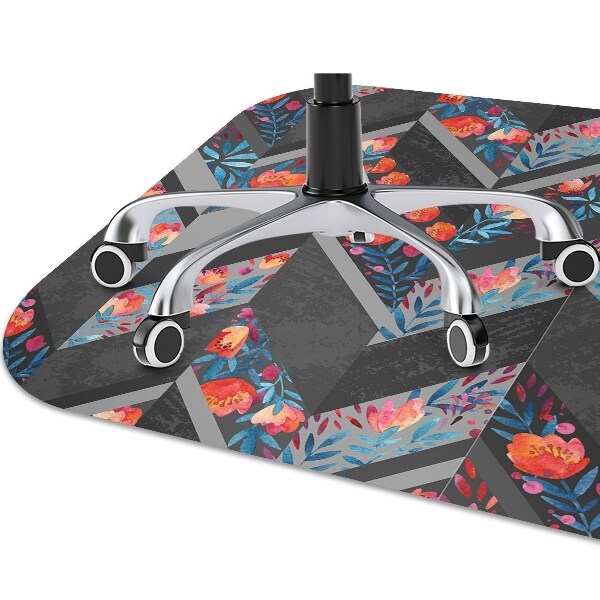 Chair mat floor panels protector Flowers Herringbone