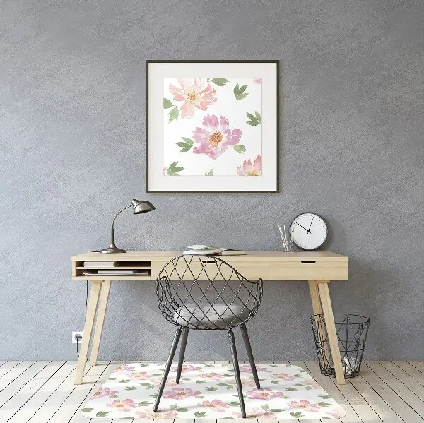 Office chair mat watercolor Flowers