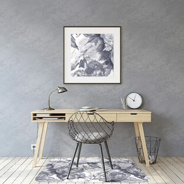 Computer chair mat gray flowers