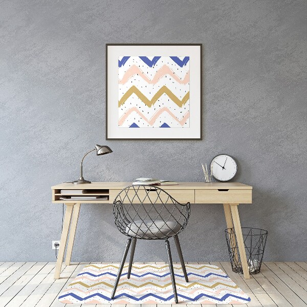 Chair mat floor panels protector painted zigzags