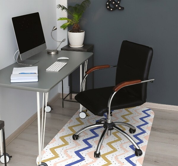 Chair mat floor panels protector painted zigzags