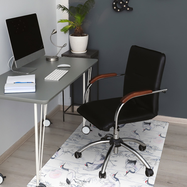 Desk chair mat dancing cranes