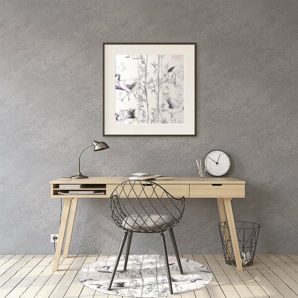 Desk chair mat dancing cranes