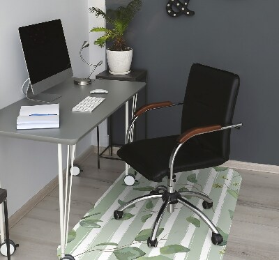 Desk chair floor protector Leaves on a striped background