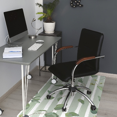 Desk chair floor protector Leaves on a striped background