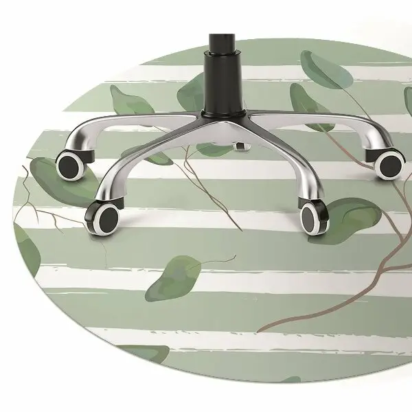 Desk chair floor protector Leaves on a striped background