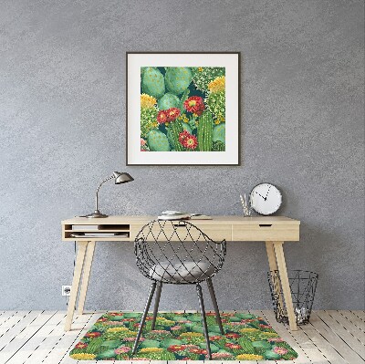 Chair mat floor panels protector flowering cacti