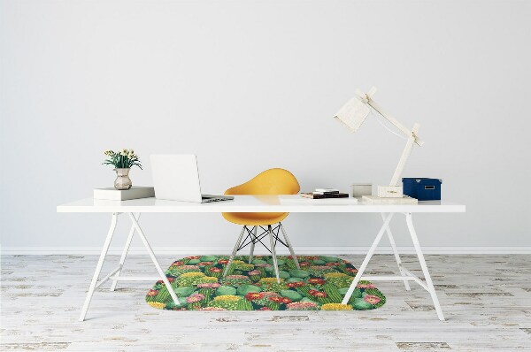 Chair mat floor panels protector flowering cacti