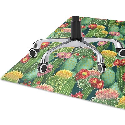 Chair mat floor panels protector flowering cacti