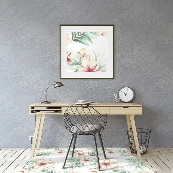 Chair mat floor panels protector Hawaiian flowers