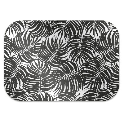 Desk chair mat black leaves