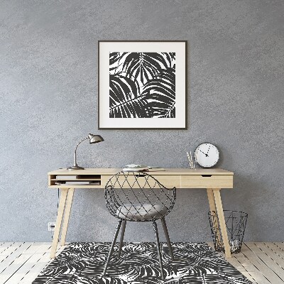 Desk chair mat black leaves