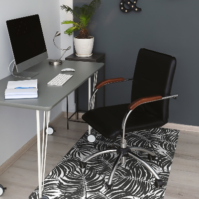 Desk chair mat black leaves