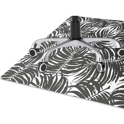 Desk chair mat black leaves