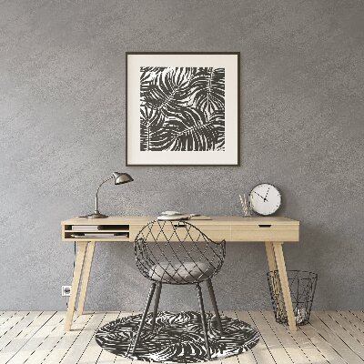 Desk chair mat black leaves