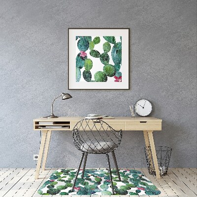 Office chair floor protector Cactus with flowers