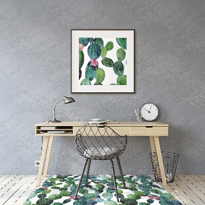 Office chair floor protector Cactus with flowers