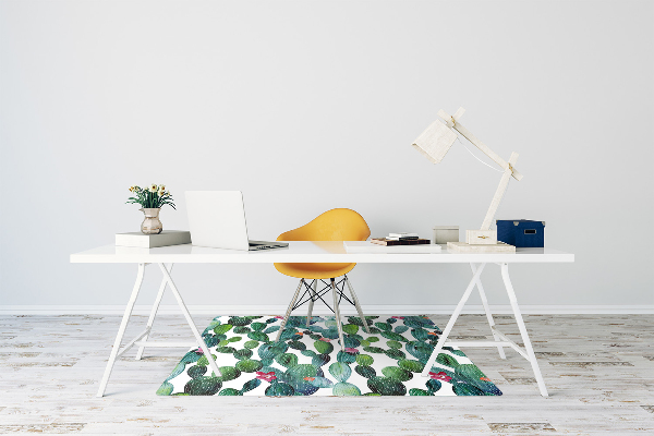 Office chair floor protector Cactus with flowers
