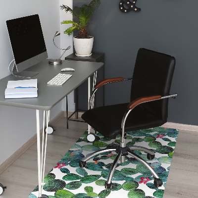 Office chair floor protector Cactus with flowers