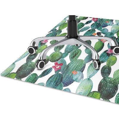 Office chair floor protector Cactus with flowers