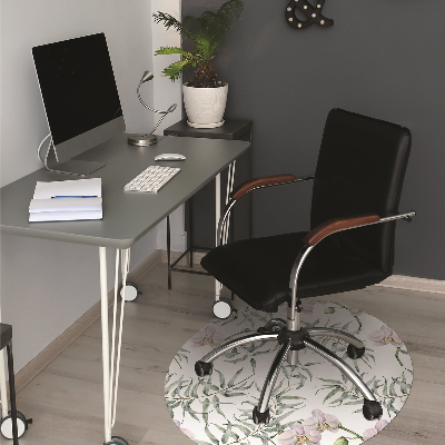 Office chair mat pink orchids