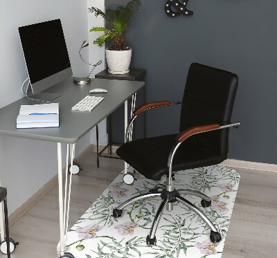 Office chair mat pink orchids