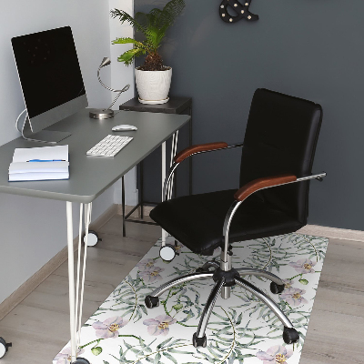 Office chair mat pink orchids