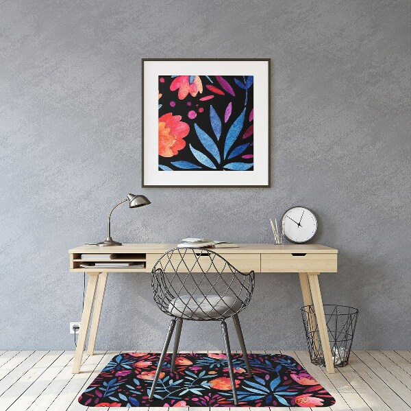 Desk chair mat floral pattern