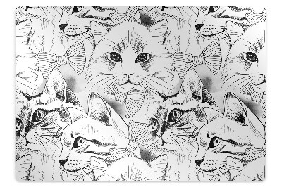 Office chair mat sketched cats
