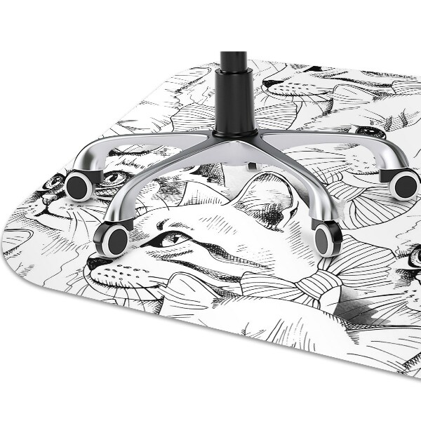 Office chair mat sketched cats