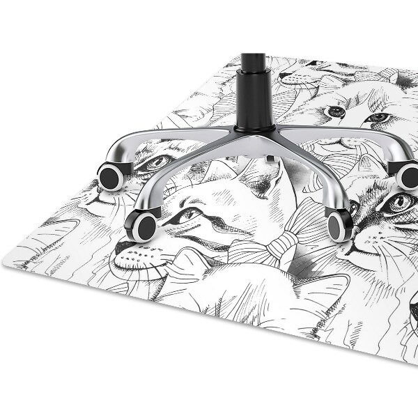 Office chair mat sketched cats