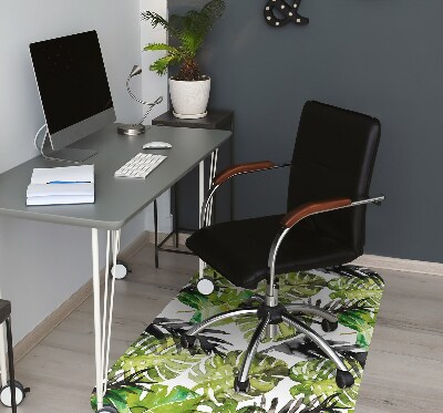 Office chair mat watercolor leaves