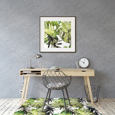 Office chair mat watercolor leaves