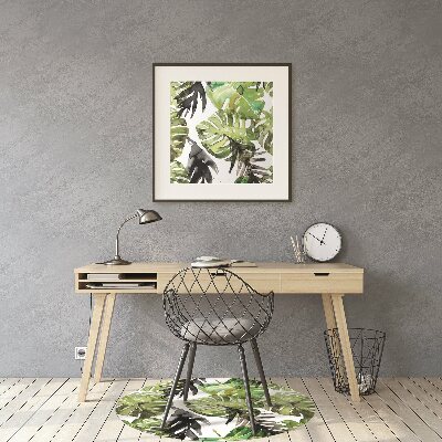 Office chair mat watercolor leaves