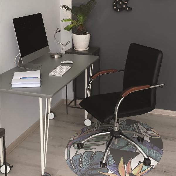 Office chair floor protector palm leaves