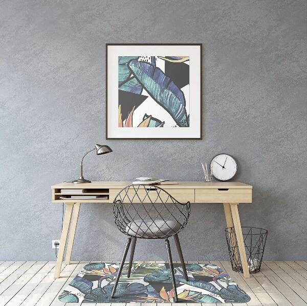 Office chair floor protector palm leaves
