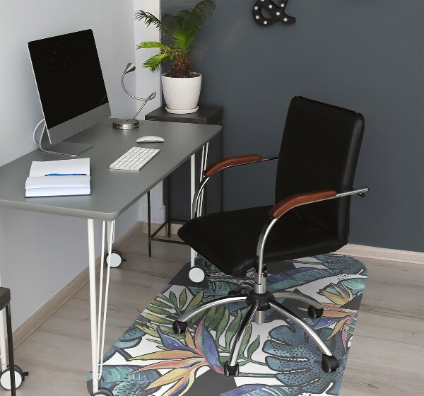 Office chair floor protector palm leaves