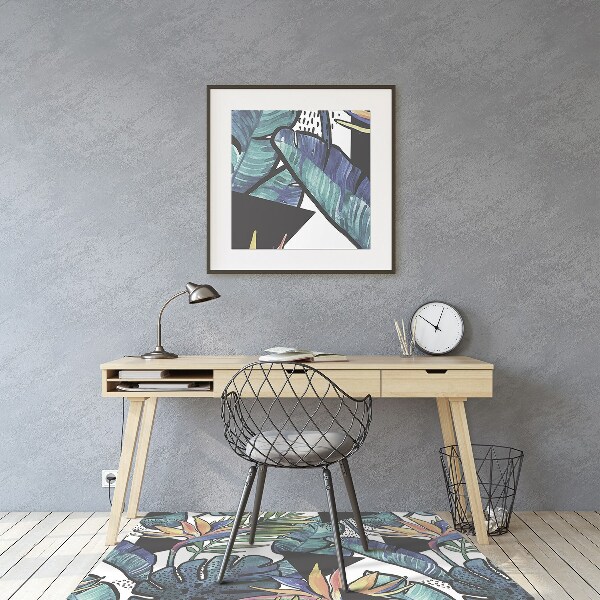 Office chair floor protector palm leaves