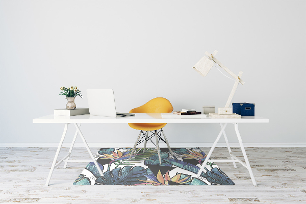 Office chair floor protector palm leaves