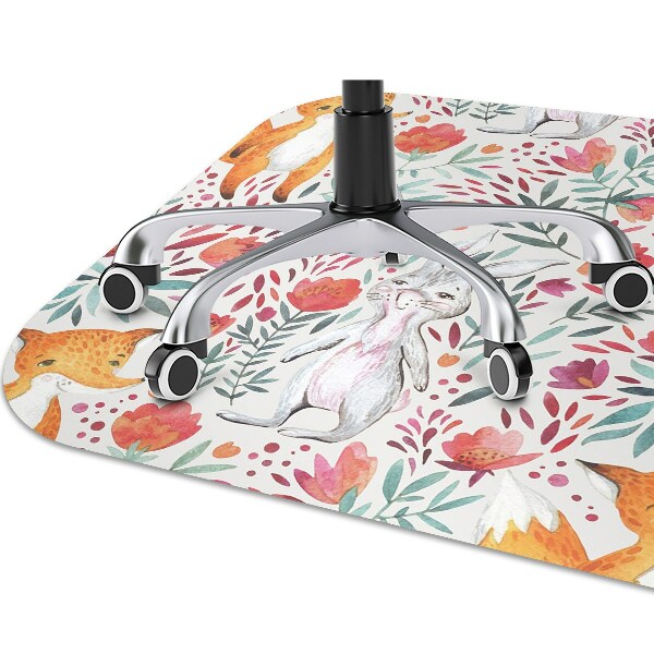Computer chair mat Fox and rabbit