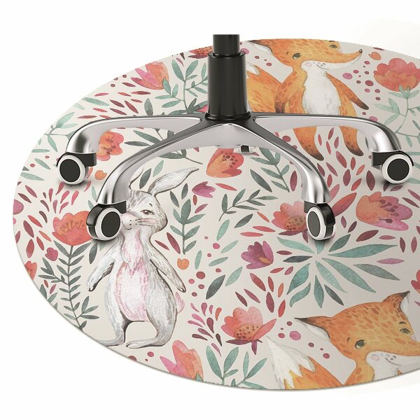Computer chair mat Fox and rabbit