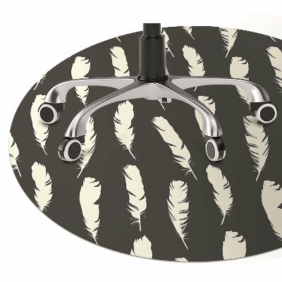 Desk chair mat white feathers