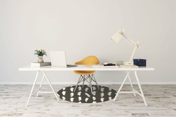 Desk chair mat white feathers