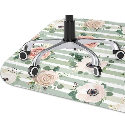 Desk chair mat striped roses