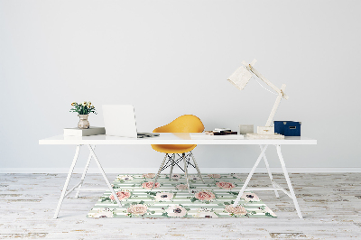 Desk chair mat striped roses