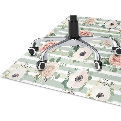 Desk chair mat striped roses