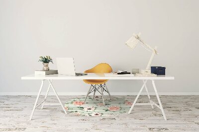 Desk chair mat striped roses