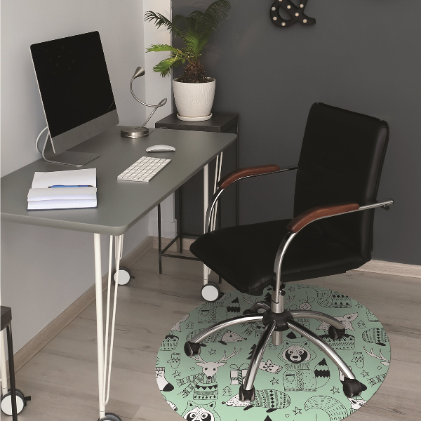 Office chair mat Scandinavian zoo