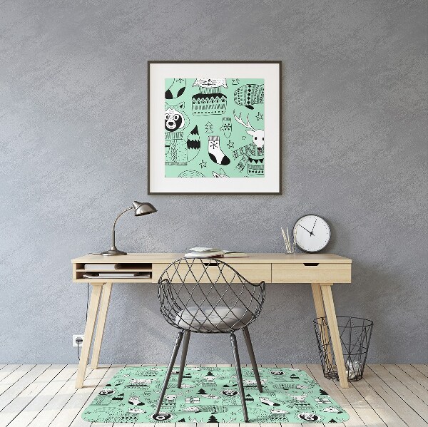 Office chair mat Scandinavian zoo