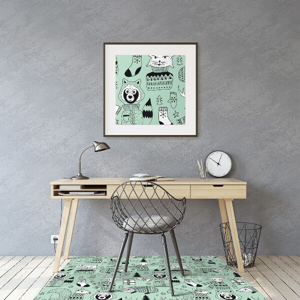 Office chair mat Scandinavian zoo